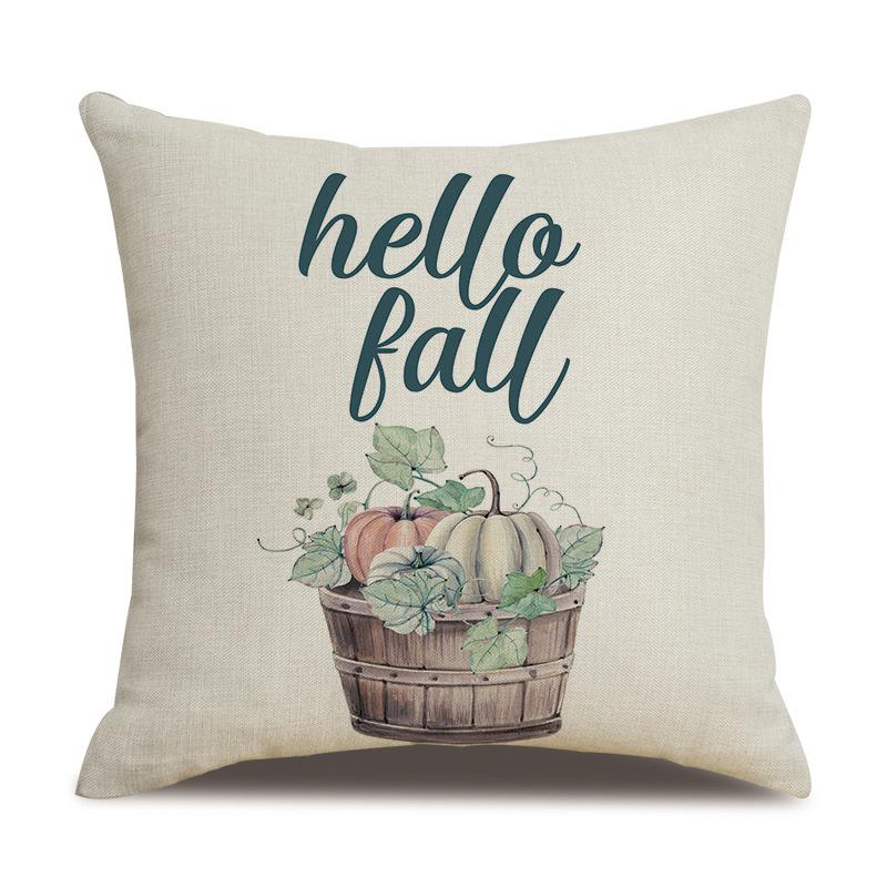 Подушка из льна на День благодарения, осенняя наволочка с принтом тыквы