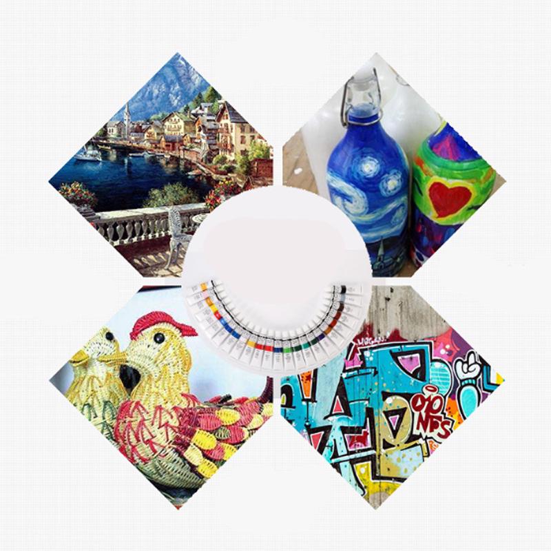 Pdtoweb Новые 12 тюбиков по 6 мл Набор акриловых художественных красок разных цветов Художественная кисть для холста