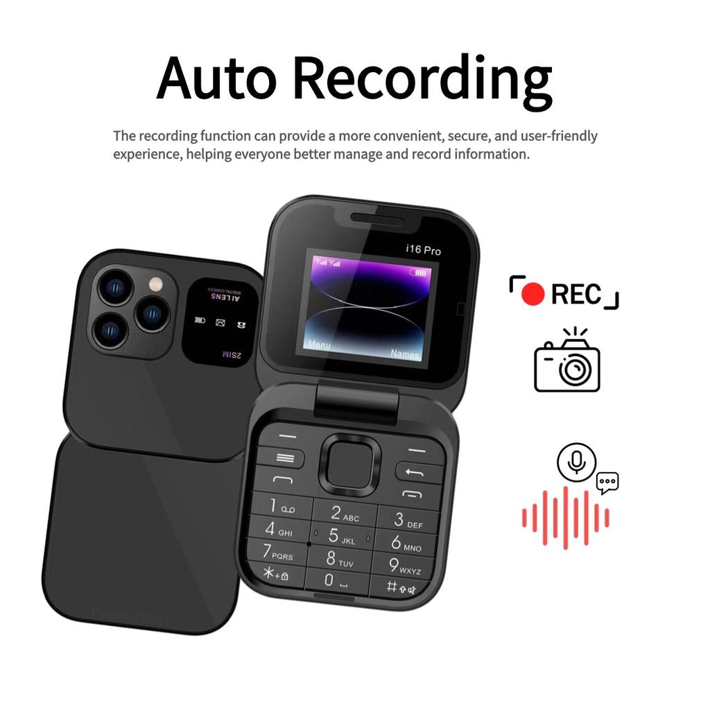 Маленький складной мобильный телефон с автоматической записью вызовов, быстрым набором, двумя SIM-картами, задней камерой высокого разрешения, раскладными телефонами, сотовыми телефонами