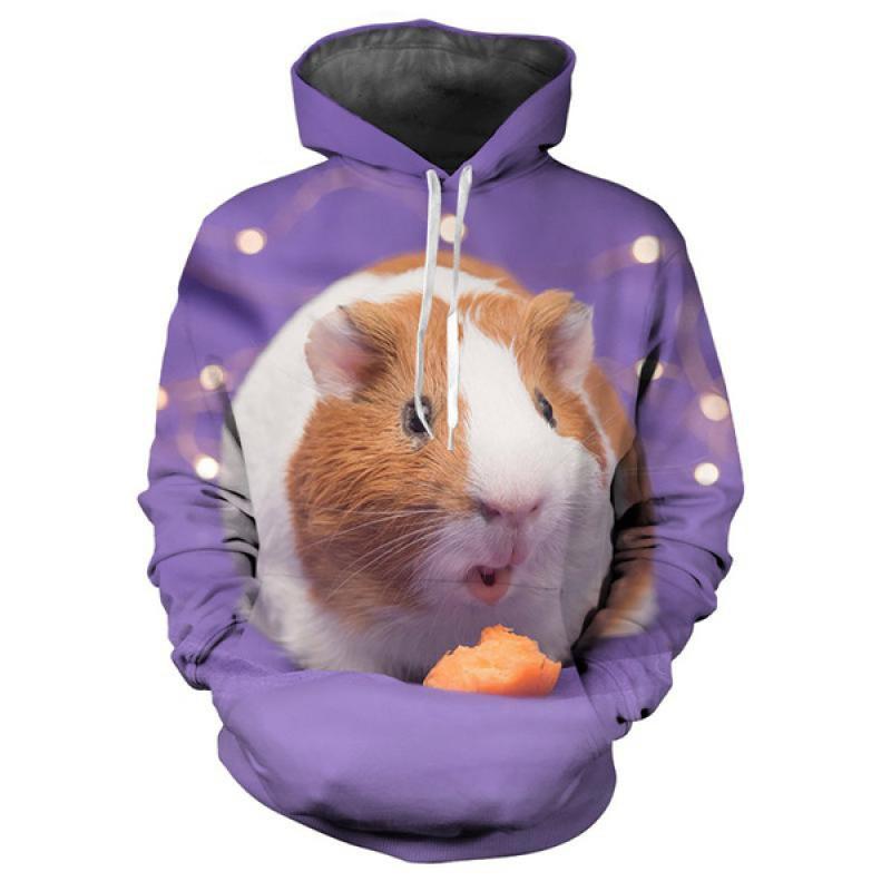 Животное Морская свинка 3D Принт Толстовка Женская y2k Повседневная мода Рубашка с капюшоном Пуловер Толстовки Большие размеры Унисекс Одежда