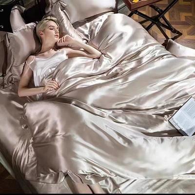 Роскошный 4-предметный комплект постельного белья из 100% шелка тутового шелкопряда Двусторонний сатиновый шелковый пододеяльник и простыня на резинке и наволочки Премиальный шелковый домашний текстиль