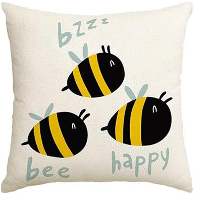 Color life bee happy hello sunshine linen square pillowcase, summer cushion cover sofa  pillowcase 50*50 decor