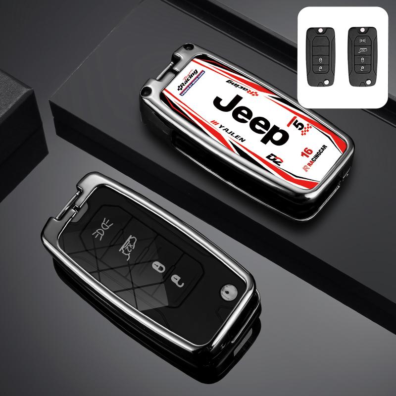 Zinc Alloy Track Style Car Key Case For Jeep Grand Cherokee WK2 KL Wrangler JK Renegade Commander Compass 2018 2022 Accessories