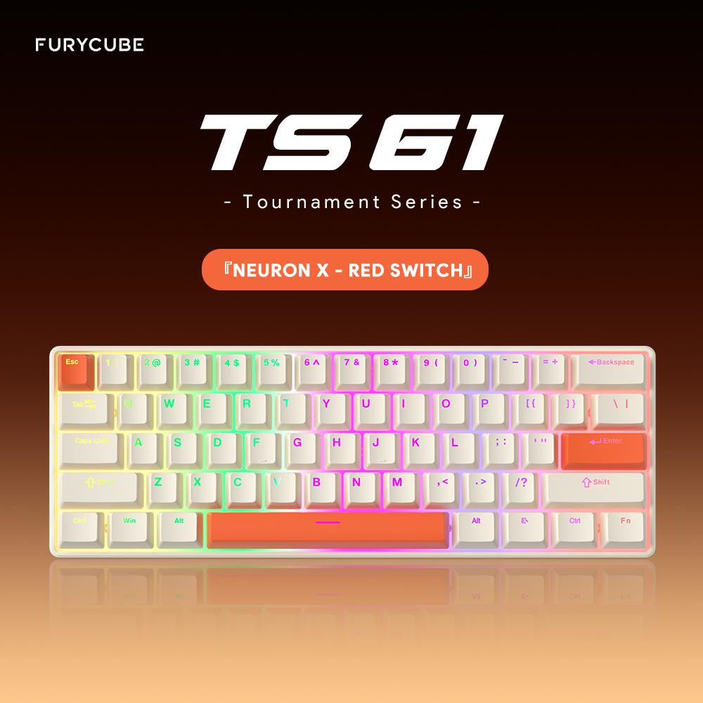 FURYCUBE TS61 Проводная кастомная механическая игровая клавиатура с креплением на поддон, 61 клавиша