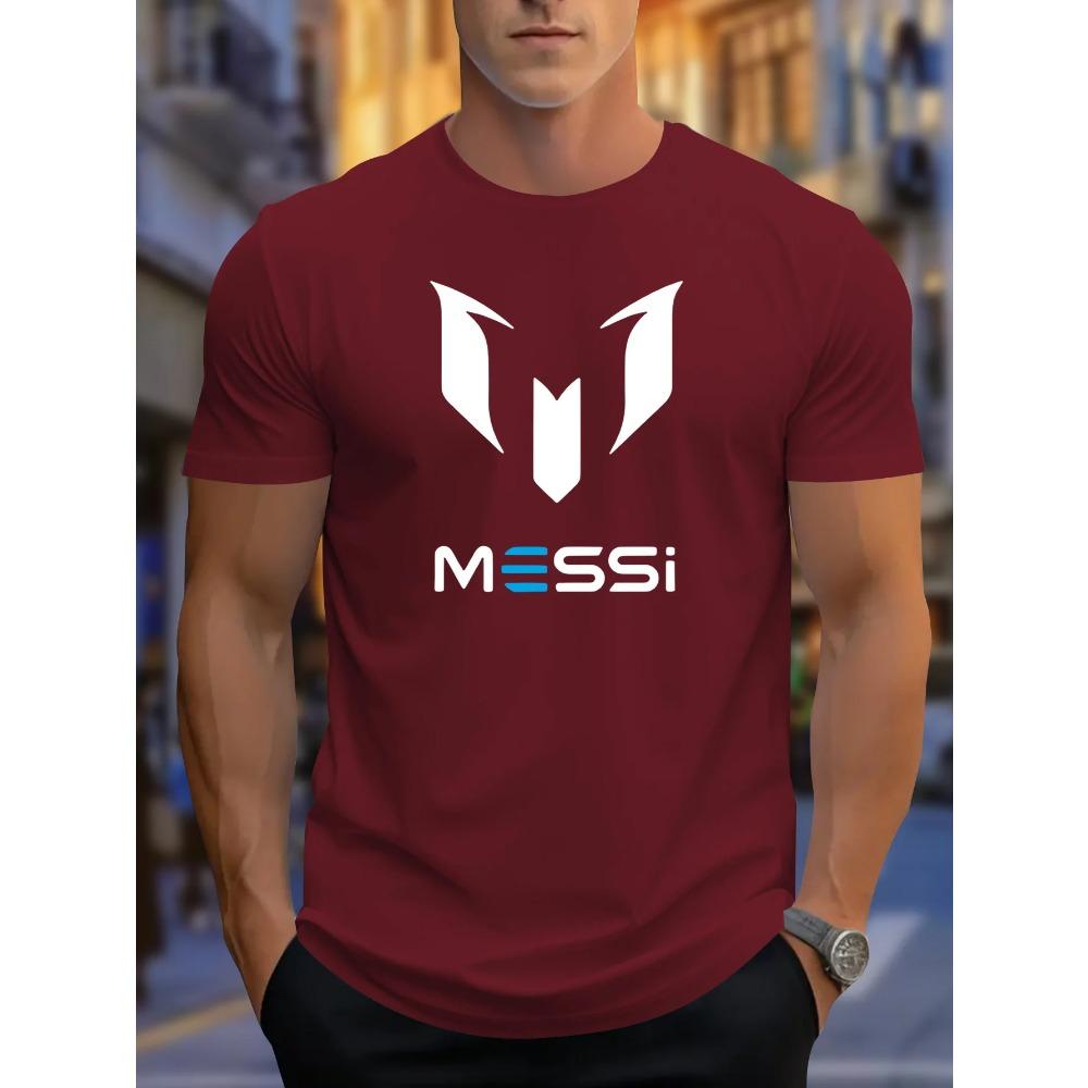 Новая летняя мужская футболка 2025 года с принтом Месси, с круглым вырезом, повседневная, модная и легкая мужская футболка из полиэстера