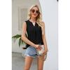 GMXIA Summer Women's V-neck Vest Hollowed Out Sleeveless Pleated Top