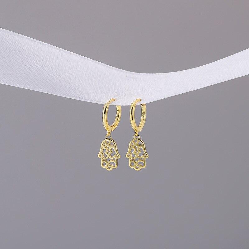 Серьги-кольца с подвеской в виде полой ладони из стерлингового серебра 925 пробы, модные женские простые серьги