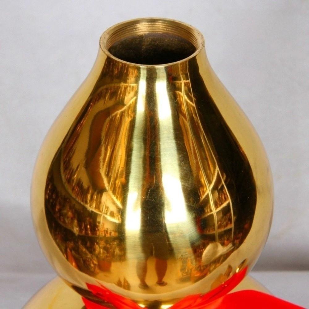 Латунная статуэтка тыквы 4/4,5 дюйма гладкая с крышкой, фигурка тыквы богатства, лист-лента, домашний декор, медный сувенир-тыква для гостиной