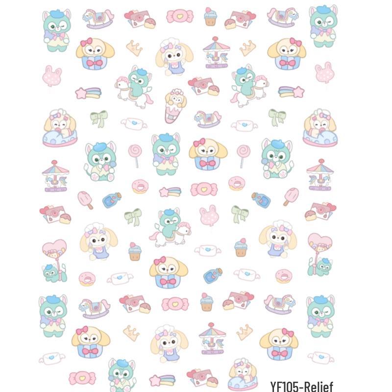3D Cartoon Cute Lina Nail Stickers for Kids: DIY Embossed Decals for Phones, Journals, and Water Cups