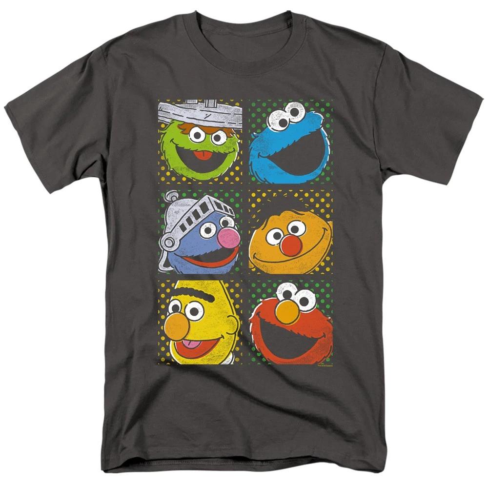 Sesame Street - Group Squares - Unisex Short Sleeve Children's T-shirt - Gray
