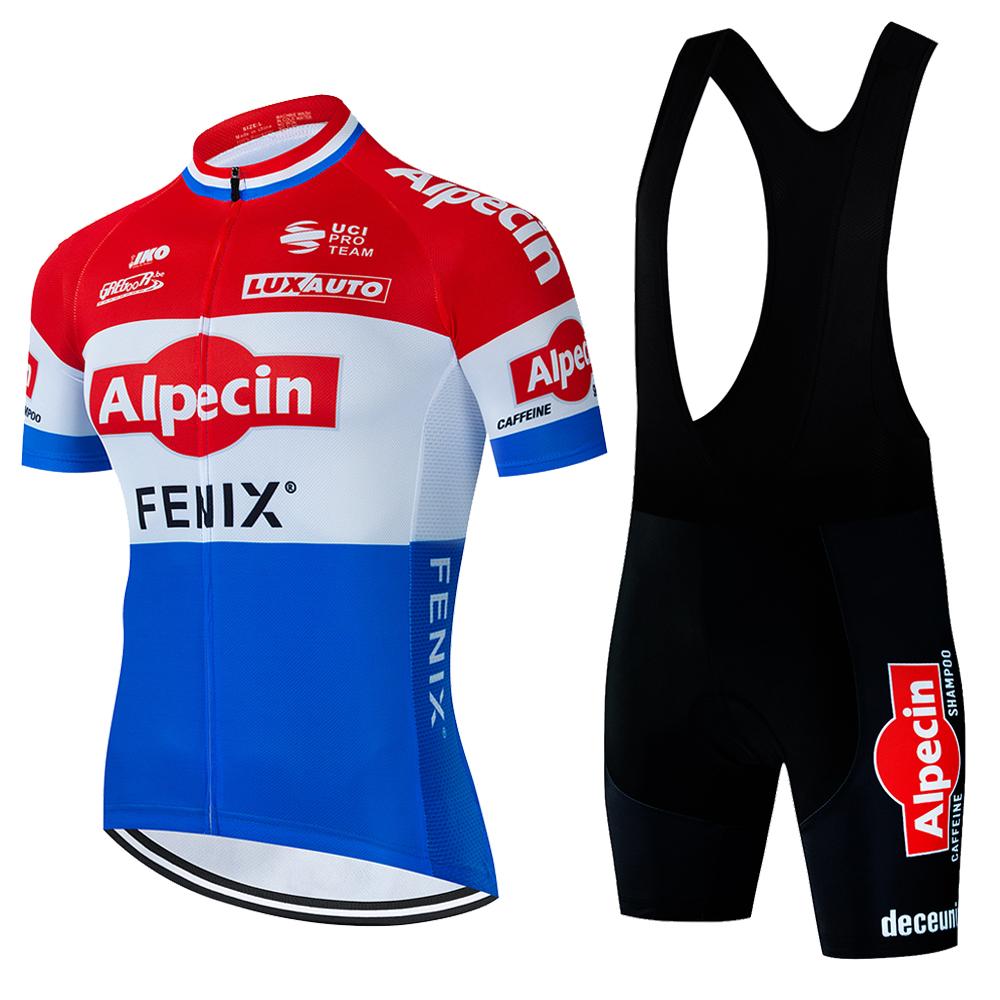 Мужской комплект велоджерси Alpecin MTB с шортами с лямками - Дышащая, влагоотводящая ткань, спортивная посадка, лето