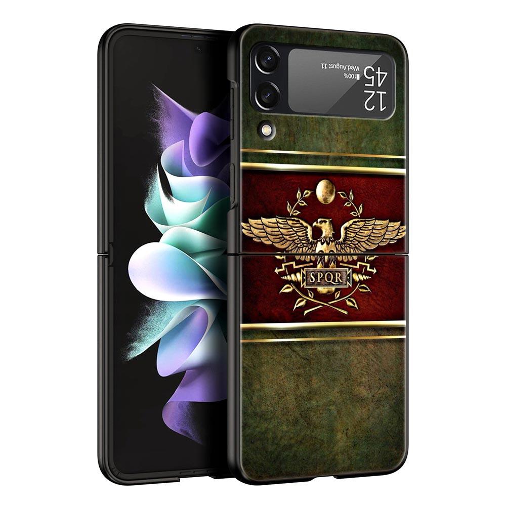 Чехол для телефона Samsung Galaxy Z Flip 3 4 5 6 7 Складной Черный Корпус Для Samsung Z Flip4 Flip5 ПК Жесткая Крышка Эмблема Римской Империи