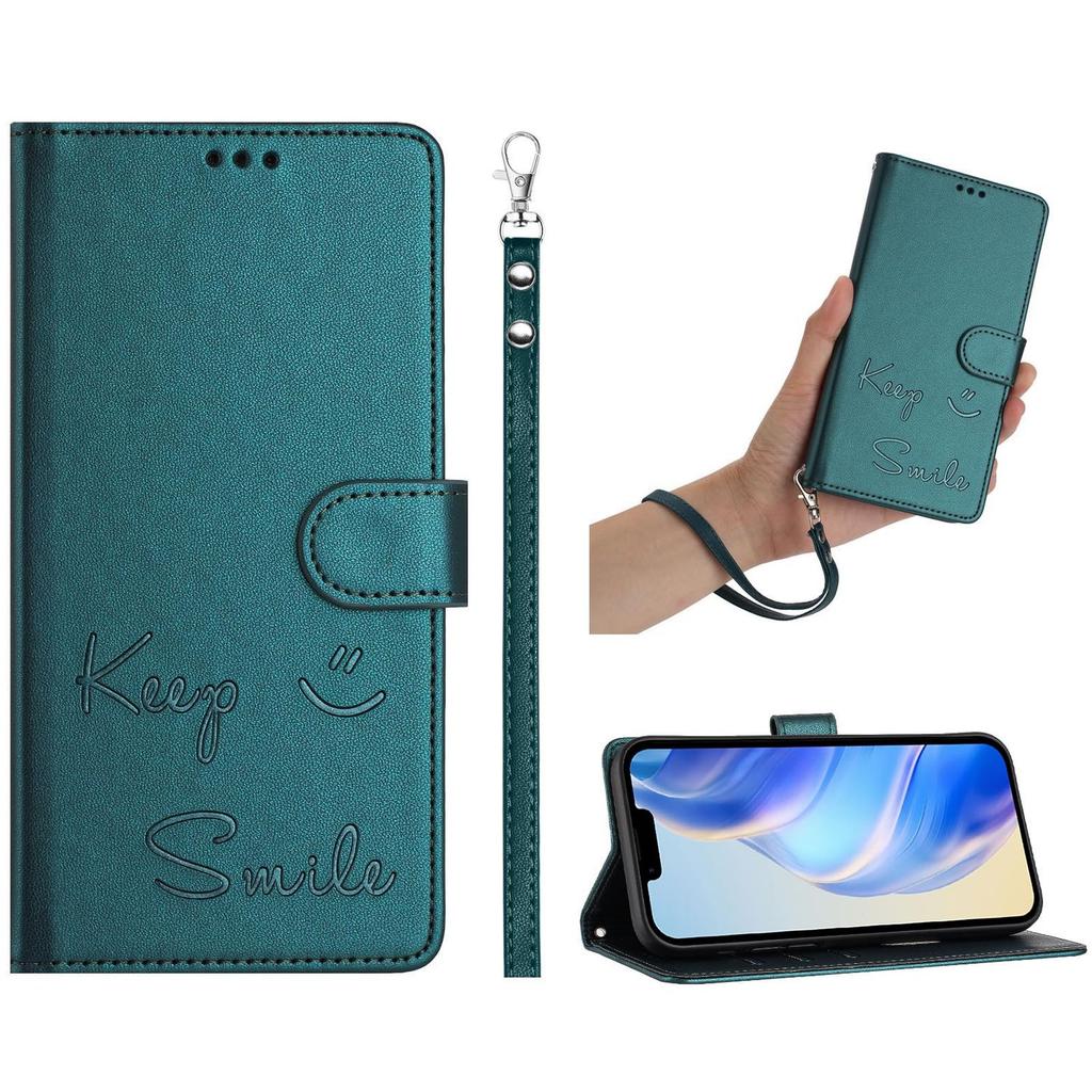 Leather Wallet Flip Case For Doogee N55 Plus N60 Pro Note 58 59 56 56x Keep Smile Embossed Design with Wrist Strap