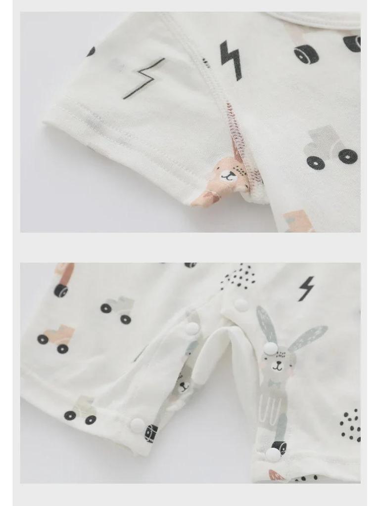 Детский комбинезон из бамбукового волокна — дышащая, тонкая пижама с короткими рукавами для новорожденных — идеально подходит для лета, весны и осени