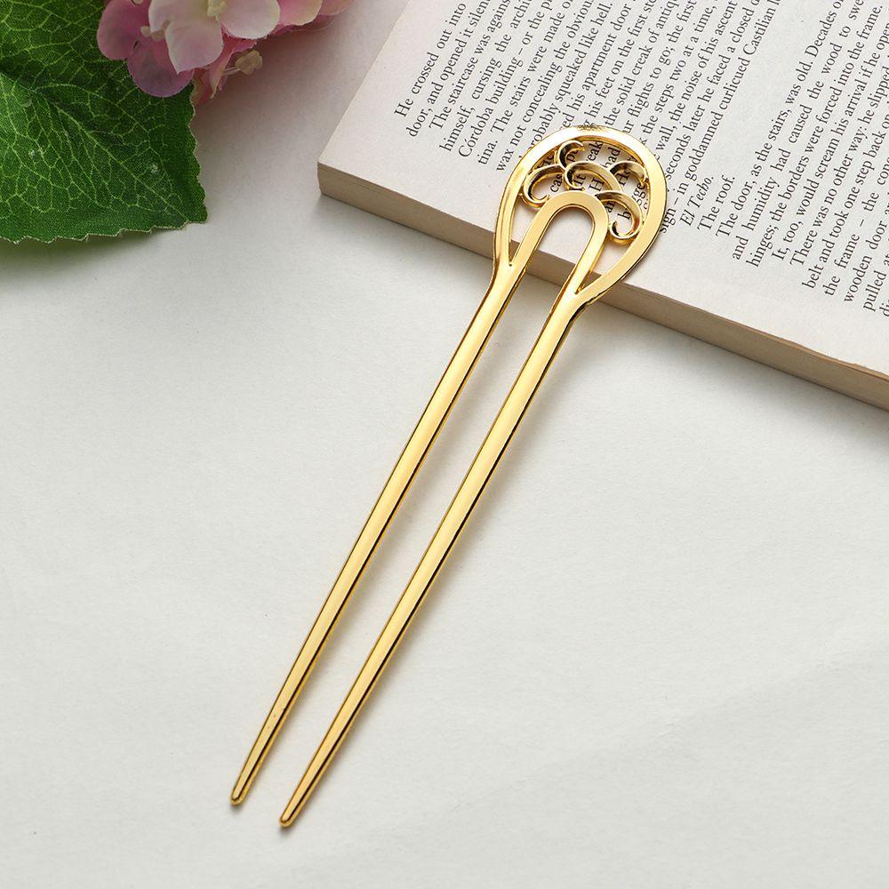 Styling Tools Hair Accessories Alloy U-shaped Hairpin Hairpin  Double Wavy Flower Metal Hair Stick