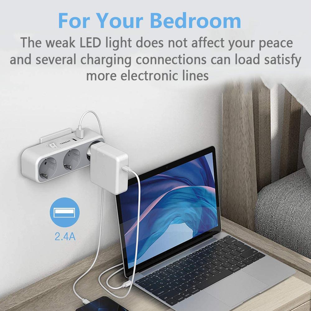 Tessan USB-адаптер с 3 розетками переменного тока и 2/3 USB-портами для зарядки, многоразовый удлинитель с вилкой европейского стандарта, для смартфона, планшета, MP3