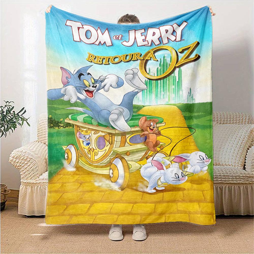 1pc Tom and Jerry Return to Oz Flannel Blanket Soft Warm Throw for Home, Office, Travel, All-Season Cozy Bedding GiftL1228