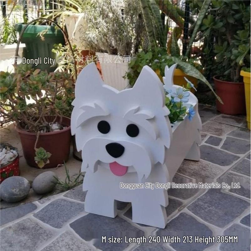 Independent Station Cross-border Garden Art Craft Ornaments: Dog & Cat Flower Pot and Planter