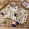 Kids Boys Girls Warm Pajamas Cute Cartoon Long Sleeve T-Shirt + Pants Toddler Baby Autumn Underwear Clothing Sets