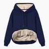 Womens Warm Winter Coat Thick Wool Hooded Jacket with Fur Lining Sweatshirt Top