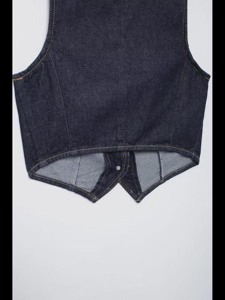 European & American Style Women's Slim Denim Vest and Wide-Leg Pants Set