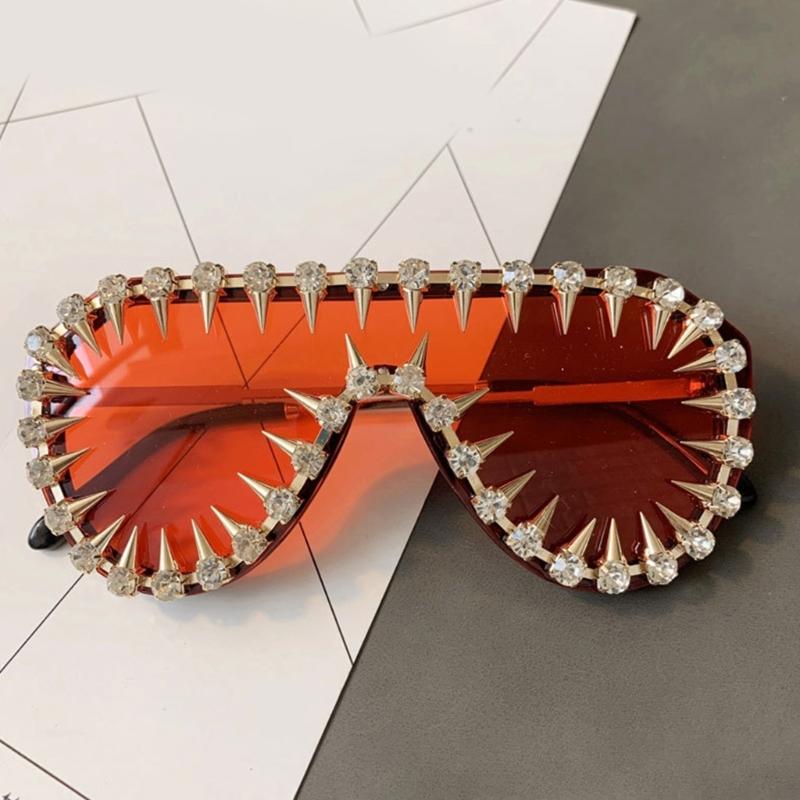 Солнцезащитные очки Blingbling с оправой с кристальными заклепками для женщин, мужчин, унисекс, для музыкального фестиваля и хип-хоп танцевальной вечеринки, нарядные