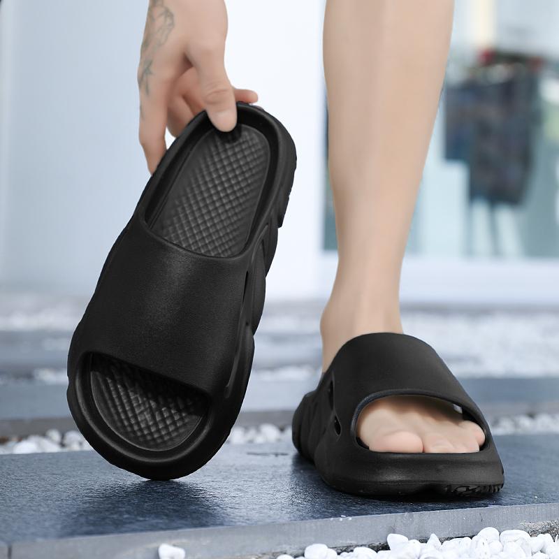 Модные тапочки для мужчин, летние модные сандалии для отдыха на открытом воздухе, устойчивые тапочки, летние пляжные сандалии, толстая подошва, нескользящие шлепанцы, модная обувь