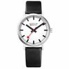 Mondaine Classic Men's Watch, White Dial, Black Leather Strap, A660.30314.11SBB, Officially Imported