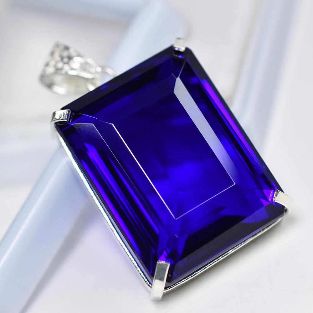 Brazilian CERTIFIED 165.3 Ct Topaz Pendant 925 Sterling Silver Blue Emerald Gems MY-PD-125-NS