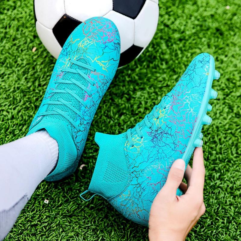 Новые футбольные бутсы с высоким верхом, камуфляжные, с шипами, детские профессиональные тренировочные бутсы, футбольные бутсы с длинными шипами