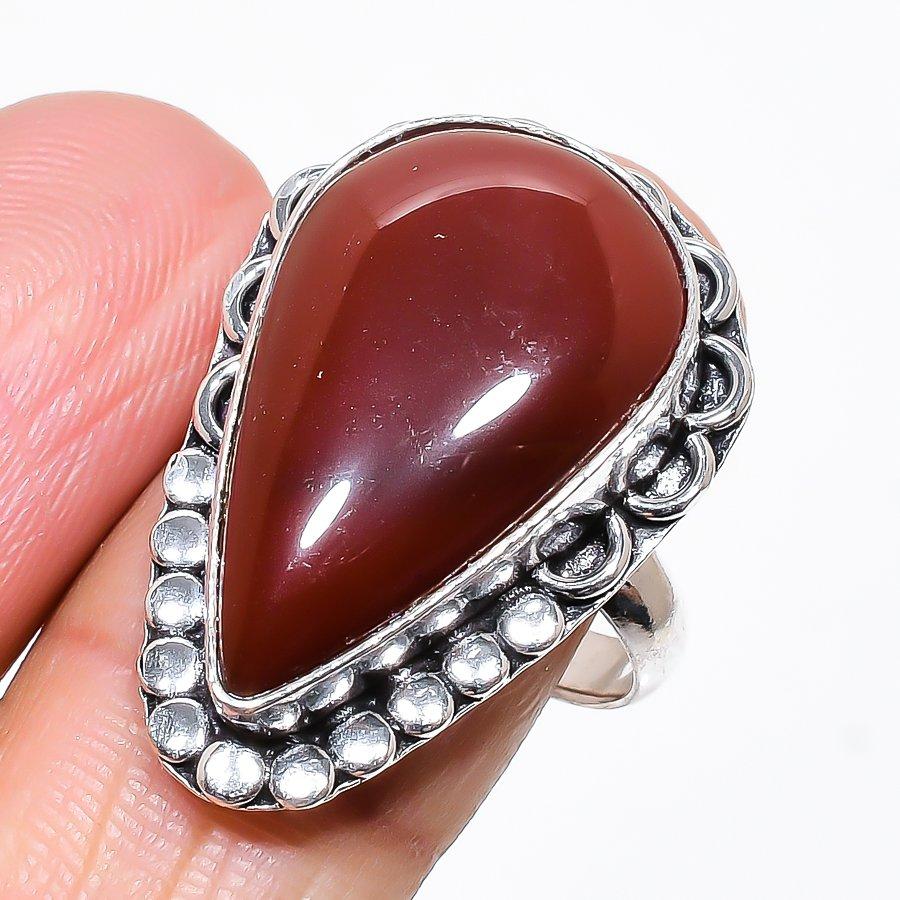 Carnelian Gemstone Handmade 925 Sterling Silver Jewelry Ring Size 8 KJ-321