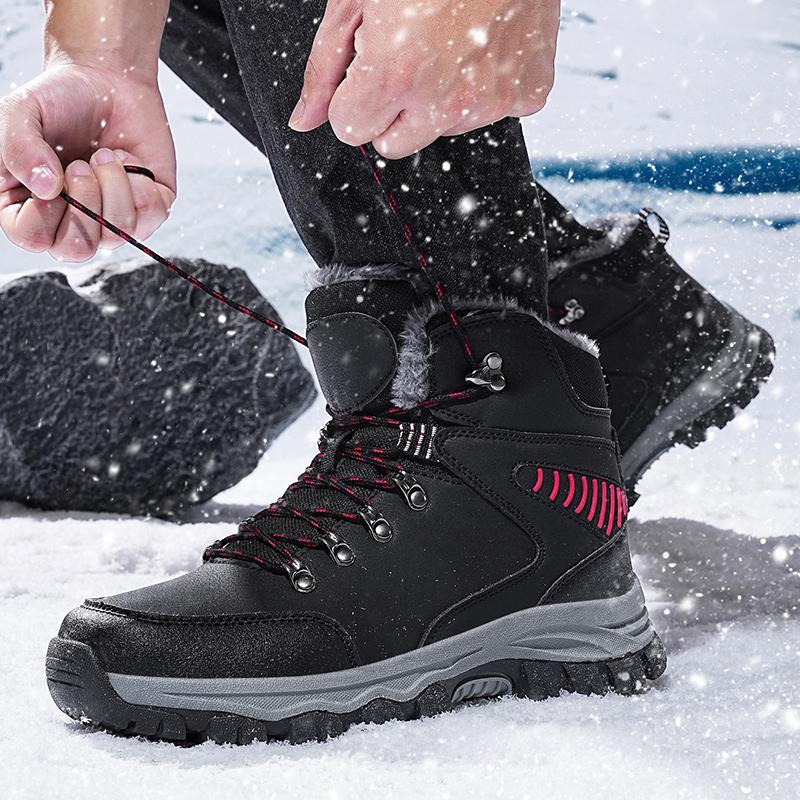 Men Winter Snow Boots Fashion Waterproof Sneakers Super Warm Brand Boots Outdoor Male Plush Hiking Boots Work Shoes Size 39-48