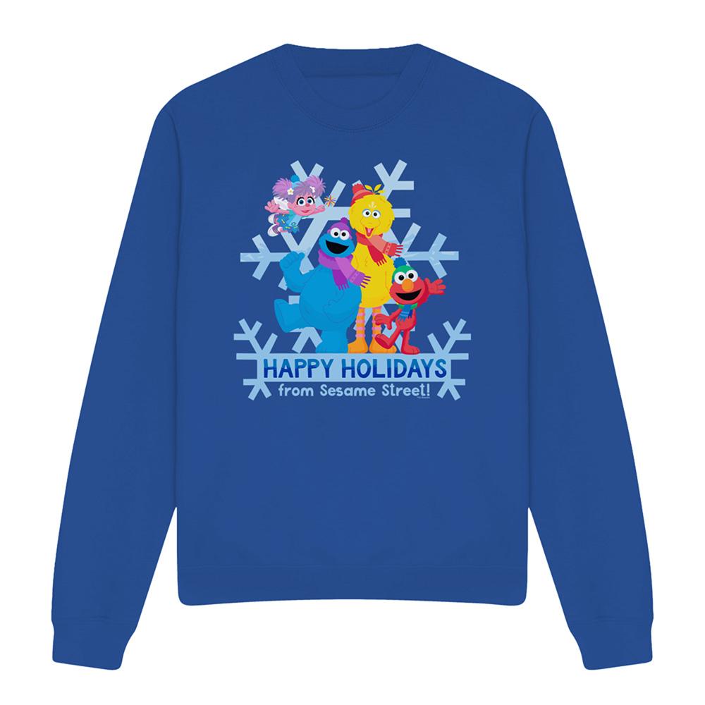 Sesame Street Unisex Adult Happy Holidays Characters Sweatshirt