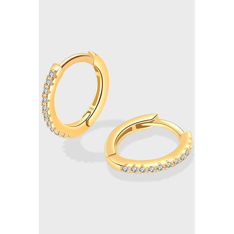 Hot Sale Classical Jewelry Gold Plated S925 Sterling Silver Inlaid Diamond Round Hoop Earrings for Women