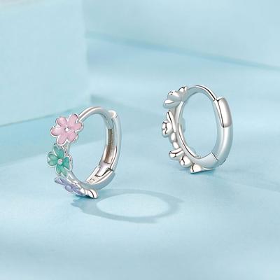 Серьги-лепестки разноцветных цветов, женские, свежие, сладкие, из стерлингового серебра S925, с цветочным рисунком