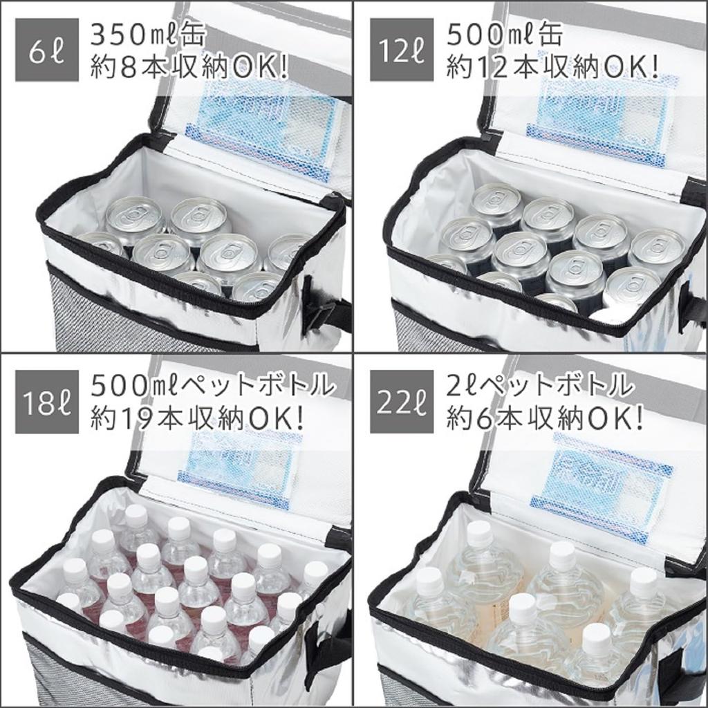 Asahi Koyo Insulated Soft Cooler 22L Holds 6 2L PET Includes Ice Pack Pack of 1 Bag, Aluminum, Bottles, Pocket, Compact, Foldable,