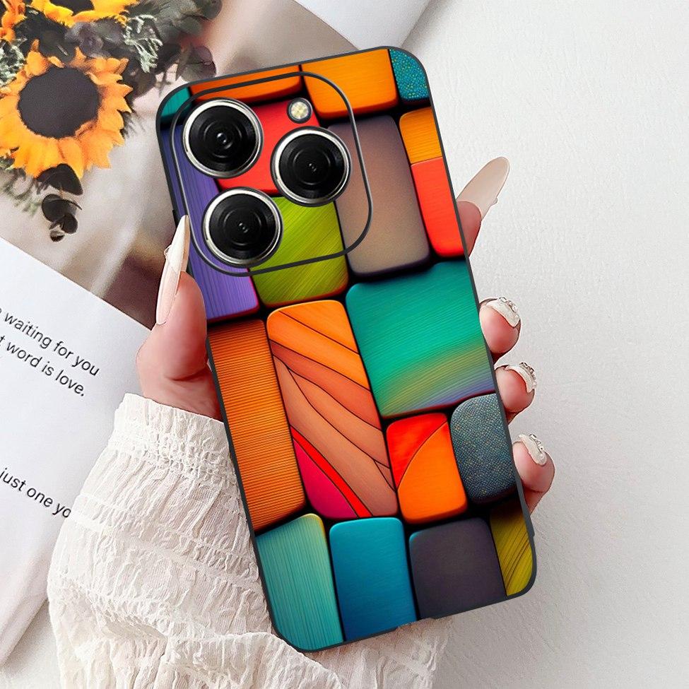 Для Tecno Spark 20 Pro KJ6 Задняя крышка Для Tecno Spark 20 Pro Чехол Черный Силикон Модный Роскошный Милый Мультяшный Ударопрочный Бампер