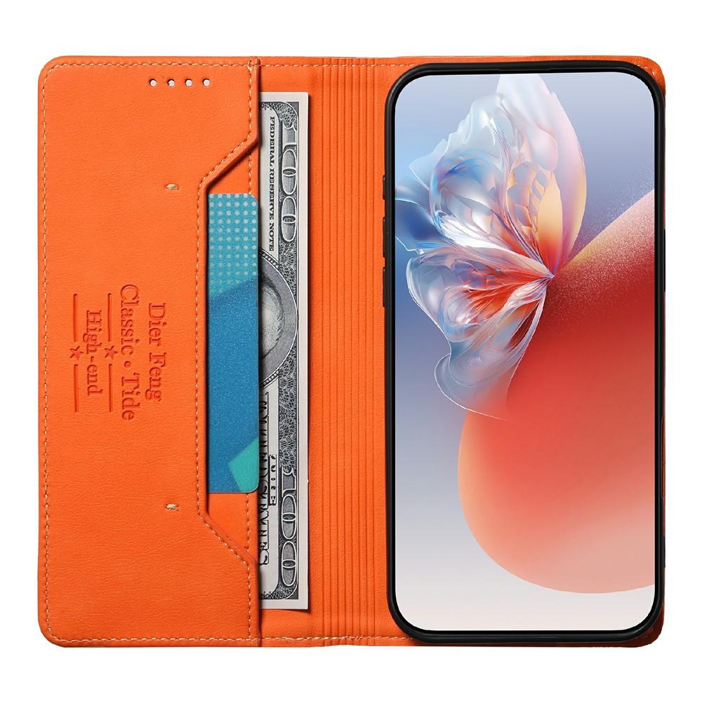 Wallet Case for 17 Ultra - Leather/PU, Orange, With Card Holder