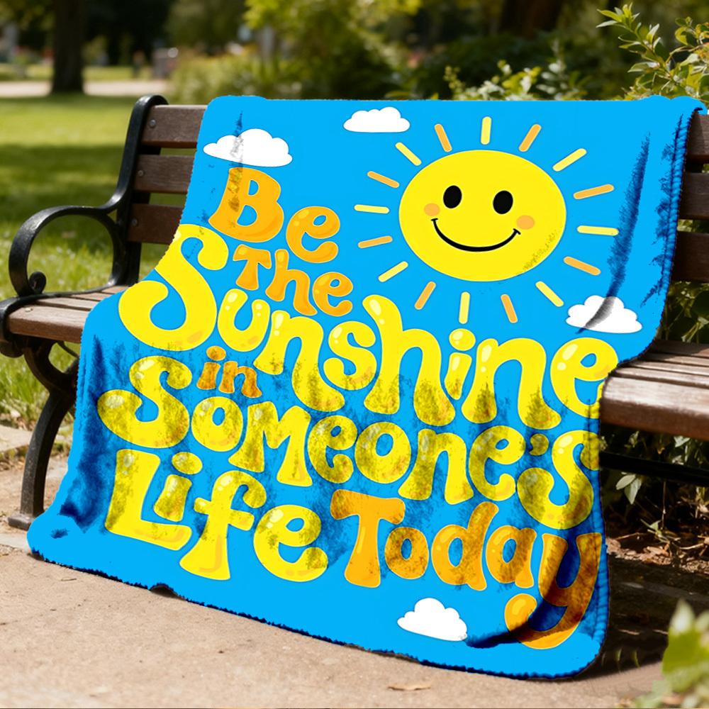 1pc Sunshine Outdoor Blanket - Soft Flannel Cozy for Travel & Camping - All-Season Warm Bed Cover, Machine Washable yy251229075
