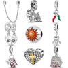 S925 Стерлингового Серебра Звезды Луна Солнце Перец Робот Автомобильный Ключ Защитная Цепочка Счастливые Бусины Подходит Оригинальный Браслет DIY Ювелирные Изделия