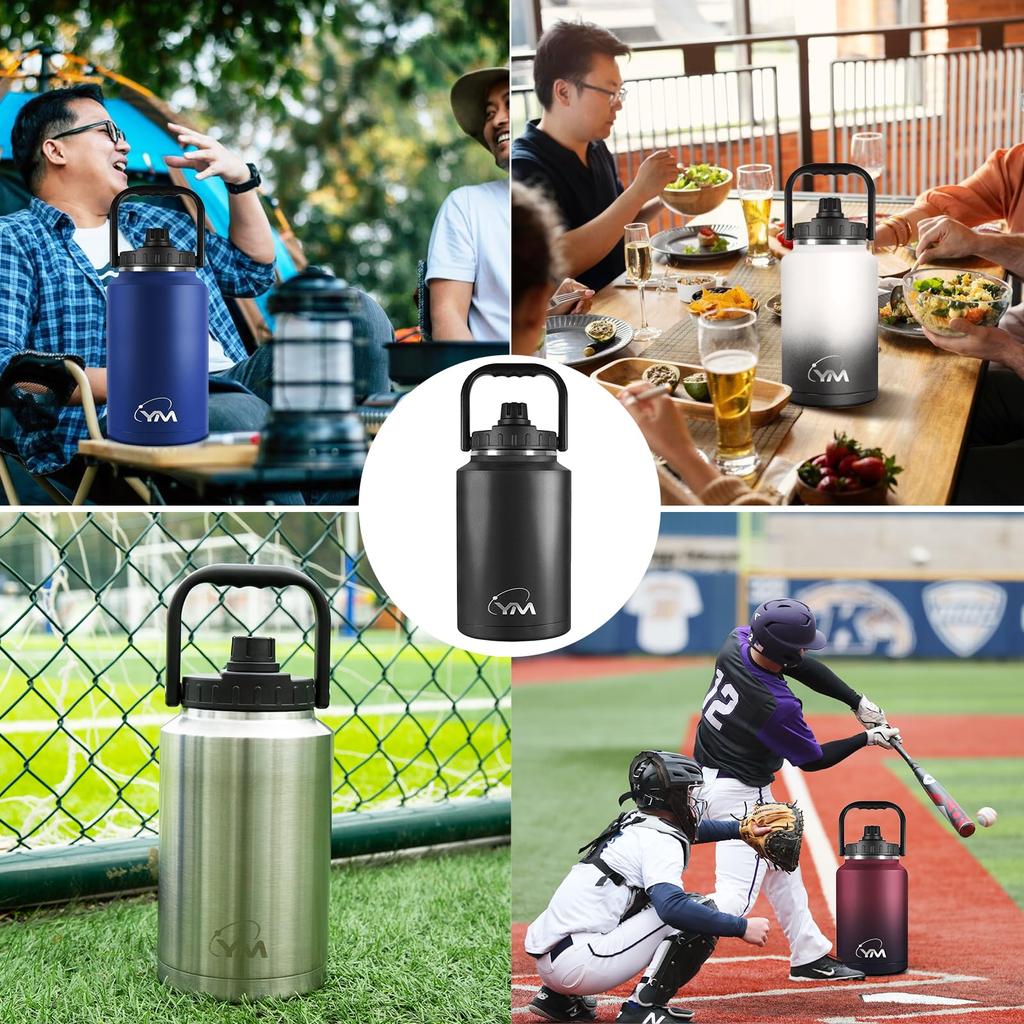 Контейнер для льда большой емкости с прямой подачей воды с вакуумным двойным льдом BPA, легко и широко совместимый с черным кувшином для улицы, бутылка объемом 3,8 л, для питья, ручка,