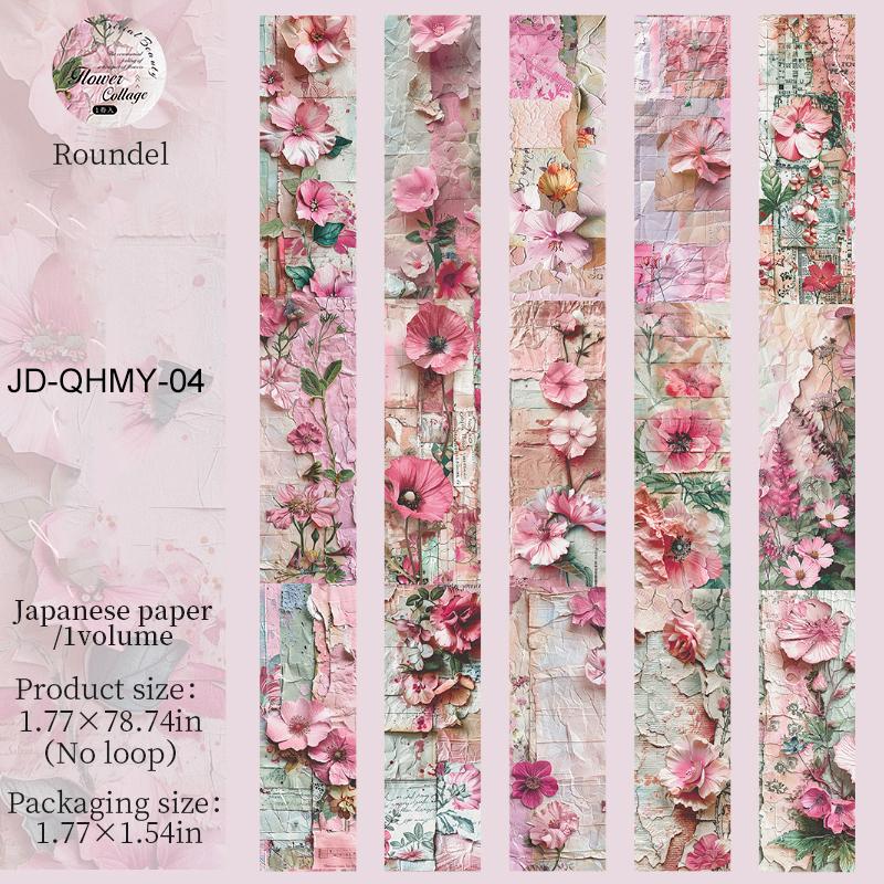 JIANWU 45mm*200cm Flower Collage Series Vintage Floral Landscape Material Collage Washi Tape Creative DIY Journal Stationery