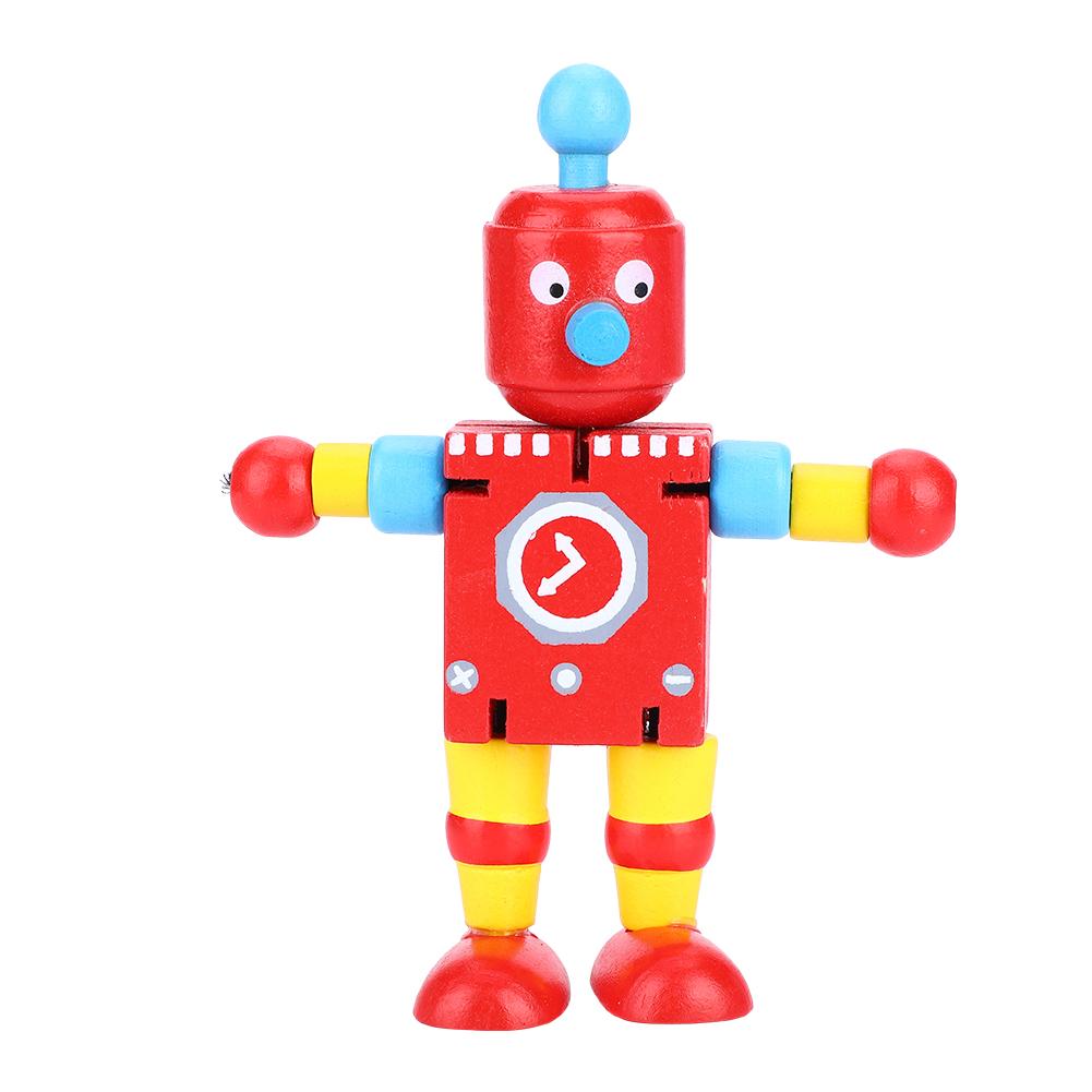 Personality Cute Wooden Robot Toys Learning & Educational Toys for Kids Children (Red)