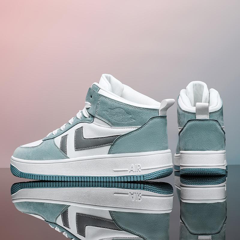 Fashion Men's Trending Four Seasons High Top Skateboarding Breathable Shoes Large Size Students Male Casual Soft Sole Comfortable Sneakers for Teens