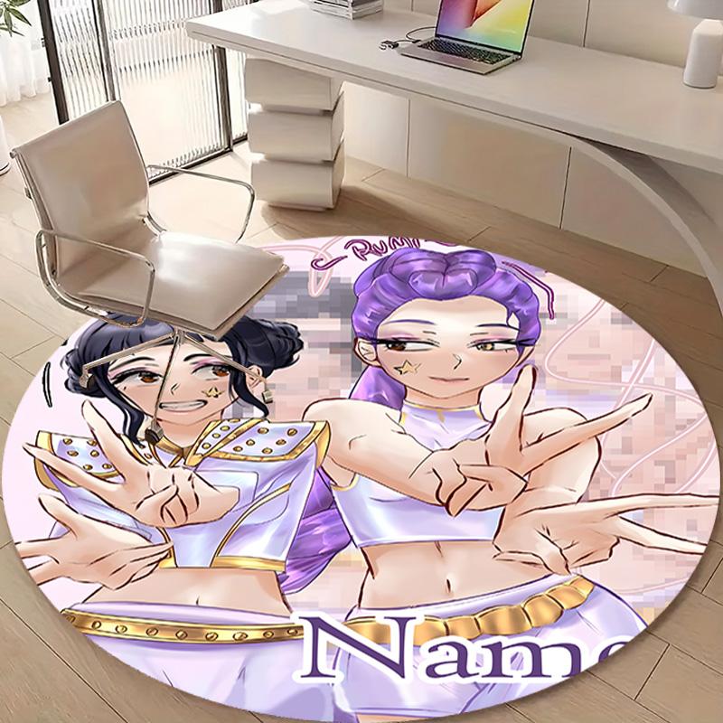 Personalized K-KPop Demon Hunters Round Chair Office Rug - Perfect for Mat, Office Chair & More - Ideal Gift for Birthdays and Holidays