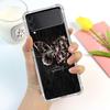 Beauty Pink Butterfly Luxury Case For Samsung Galaxy Z Flip 3 4 5g Funda Z Flip3 Clear Pc Hard Shockproof Back Phone Coque Shell