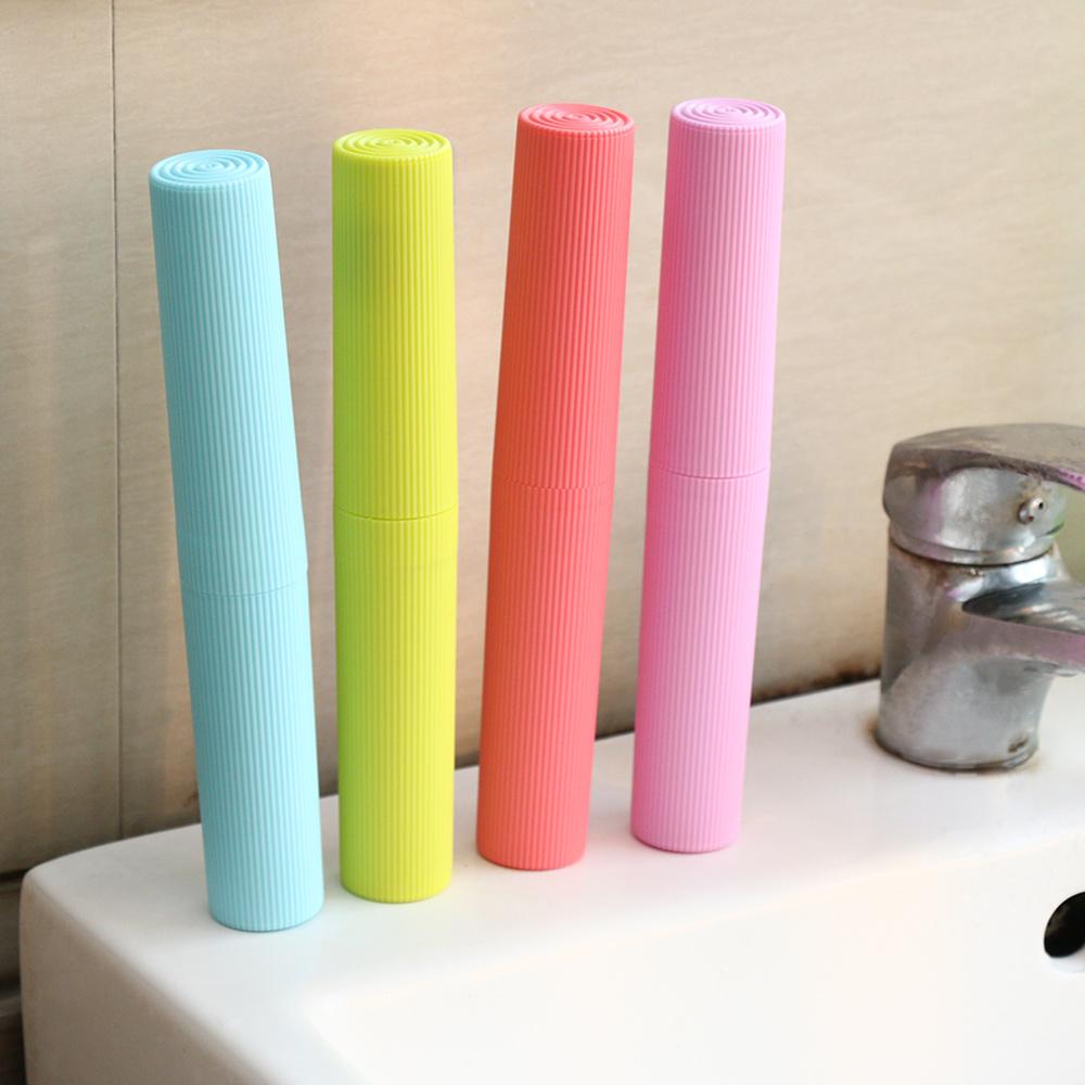 Container Toothpaste Travel Portable Toothbrush Holder Plastic Cylinder Case Storage Box