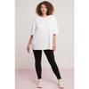 Vvian Women's Interlock Oversize Round Collar Ecru Plus Size T-shirt