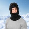 3Pcs/Set Unisex Hat Scarf Gloves Set Ear Flap Design Solid Color Beanie Hat Thermal Plush Lining Neck Warmer Touch Screen Gloves Set