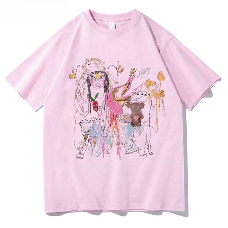 Bebadobiyebolito Pattern Print Cotton T-Shirt Summer and WoFashion Hip-Hop Casual Streetwear